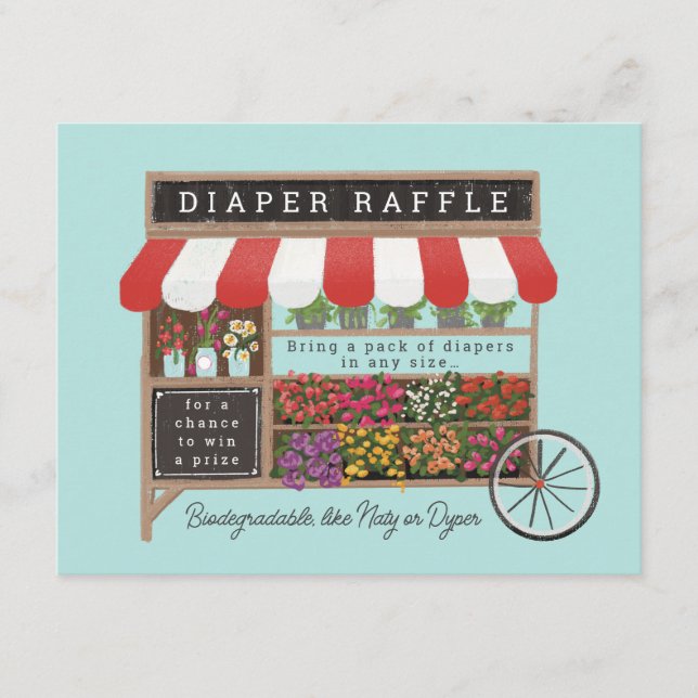 Flower Cart Farmer’s Market Baby Diaper Raffle Enclosure Card (Front)