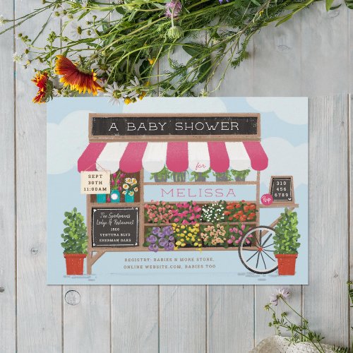 Flower Cart Farmers Market Baby Shower Invitation