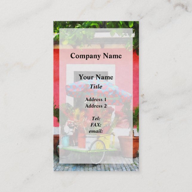 Flower Cart San Juan, Puerto Rico Business Card (Front)