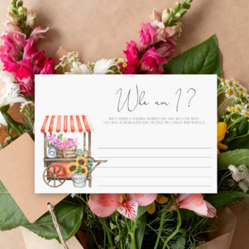 Flower cart - Who am I bridal shower game