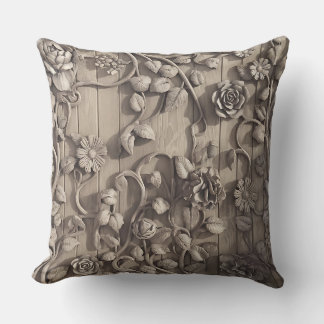 Flower carving cotton throw pillow