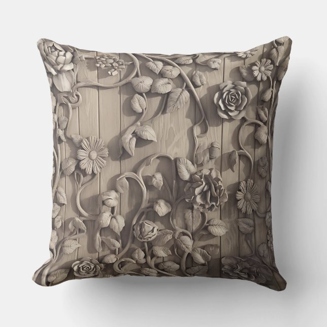 Flower carving cotton throw pillow (Front)