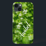 Flower iPhone 13 Case<br><div class="desc">Personalized,  phone case design. Beautiful green color case with a name on it.</div>