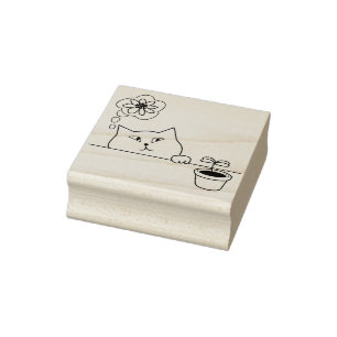 flower cat art stamp