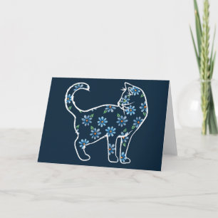 Flower Cat Blue Daisy Cats Card