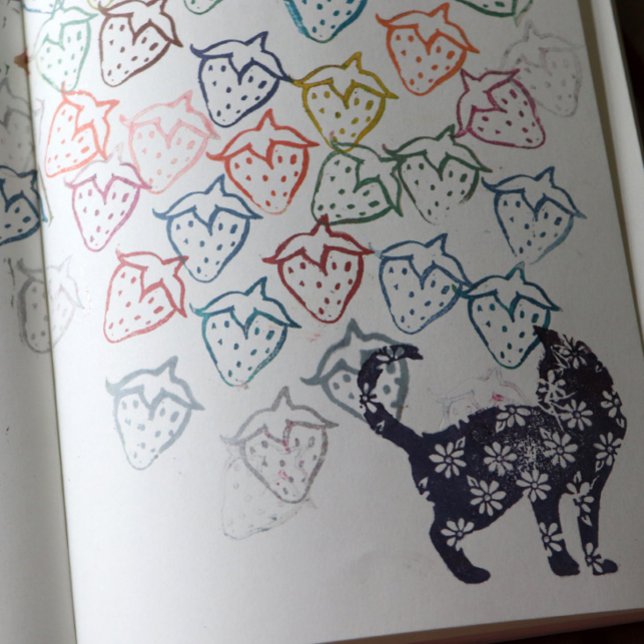 Flower Cat Blue Daisy Cats Self-inking Stamp (Creator Uploaded)