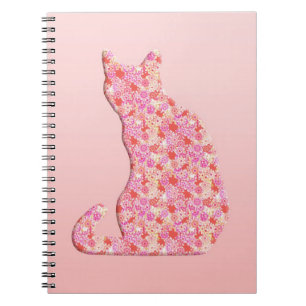 Flower Cat - coral orange and pink Notebook