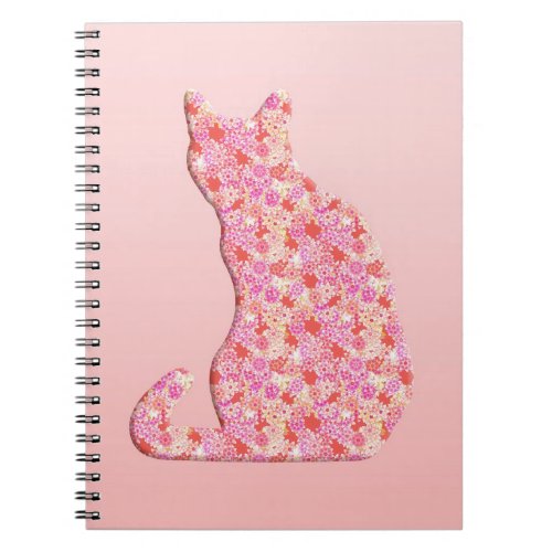 Flower Cat _ coral orange and pink Notebook