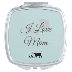 Flower Cat&Memorial Photo Mother's Day  Compact Mi Mirror
