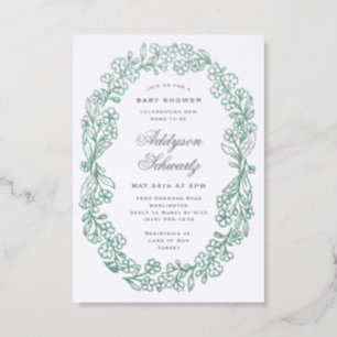 Flower Chain Elegant Formal Baby Shower Letterpress Invitation