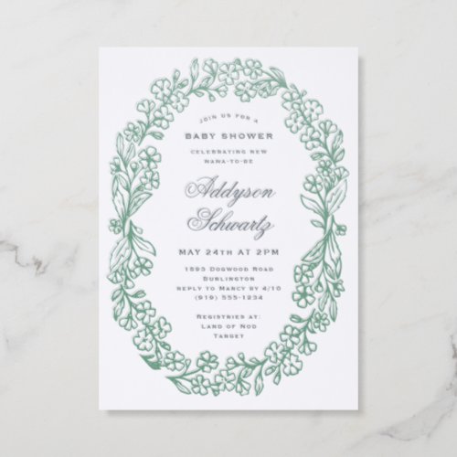Flower Chain Elegant Formal Baby Shower Letterpress Invitation