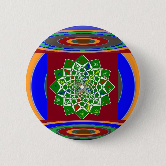 FLOWER CHAKRA Wheel Energy: Emerald Green Button (Front)