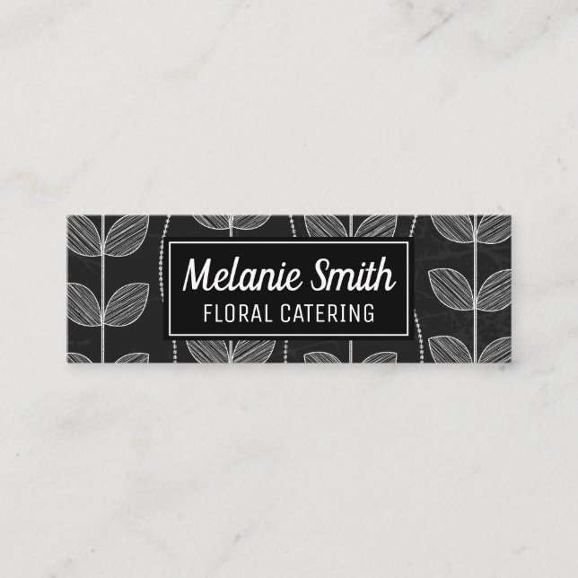 Flower Chalk Doodles Mini Business Card (Front)
