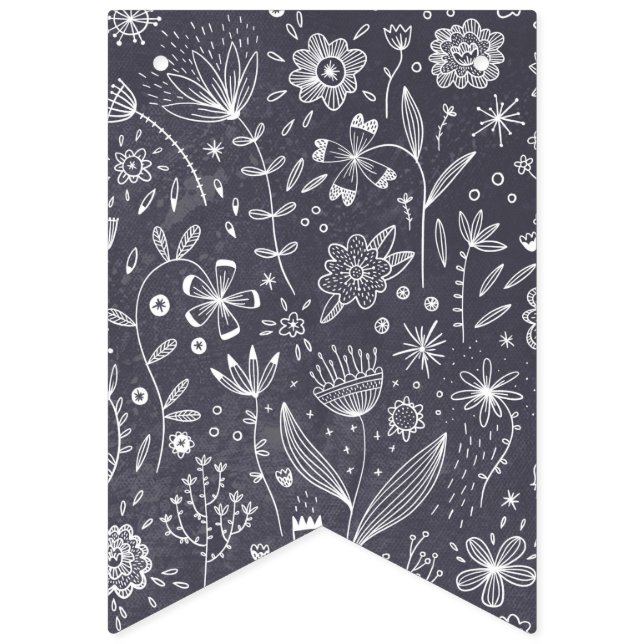 Flower Chalkboard Drawings Bunting Flags (First Flag)