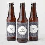 Flower Chalkboard Monochrome Modern Beer Bottle Label<br><div class="desc">Delicate botanical flower drawings in white on a dark gray chalkboard background for a modern floral vibe.
Text can be altered to suit your celebration.</div>