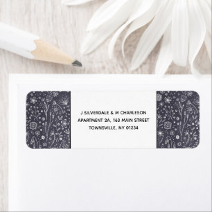 Flower Chalkboard Monochrome Modern Return Label