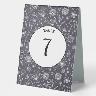Flower Chalkboard Monochrome Modern Table Tent