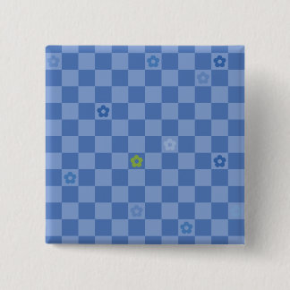 Flower Checkered Pattern No. 01 - Light Blue Button