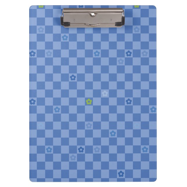 Flower Checkered Pattern No. 01 - Light Blue Clipboard (Front)