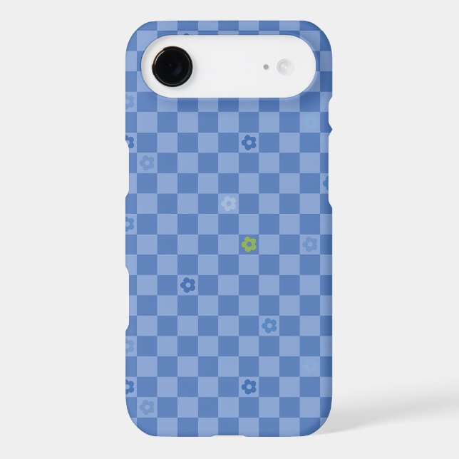 Flower Checkered Pattern No. 01 - Light Blue iPhone Case (Back)