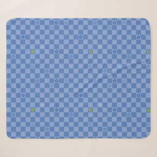 Flower Checkered Pattern No. 01 - Light Blue Sherpa Blanket