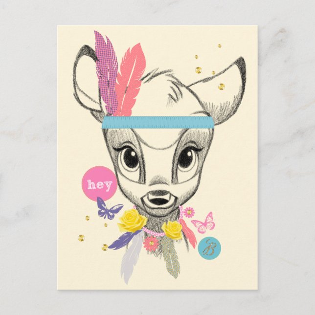 Flower Child Bambi - Hey Postcard (Front)