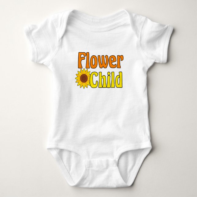 Flower Child Cute Hippie Sunflower 70s Baby Bodysuit (Front)