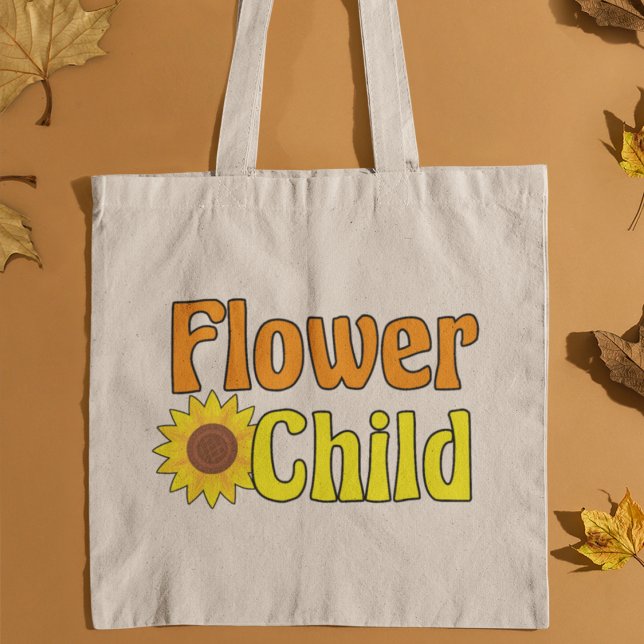 Flower Child Cute Hippie Sunflower 70s Tote Bag (Creator Uploaded)