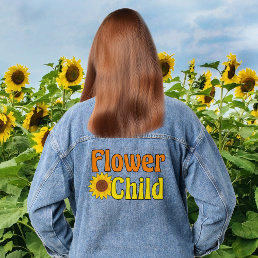 Flower Child Cute Hippie Sunflower Denim Jacket