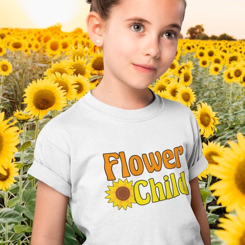 Flower Child Cute Sunflower Hippie Kids T_Shirt