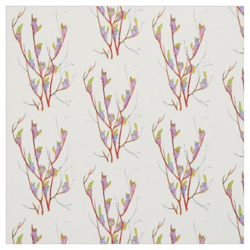 FLOWER CHILD KITTEN- PUSSY WILLOW  FLORAL PATTERN FABRIC