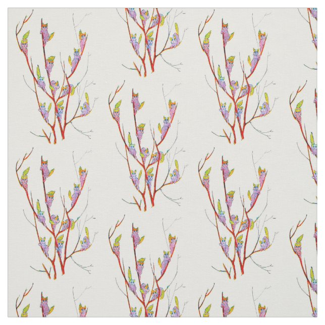 FLOWER CHILD KITTEN- PUSSY WILLOW  FLORAL PATTERN FABRIC (Swatch)