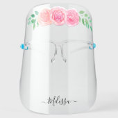 Flower Child Pink Watercolor Rose Crown Face Shield (Front)