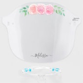 Flower Child Pink Watercolor Rose Crown Face Shield (Front w/Glasses)