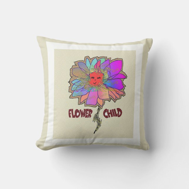 Flower Child Throw Pillow (Front)
