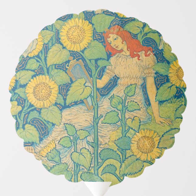 Flower Child Woman in Sunflower Garden Balloon (Front)