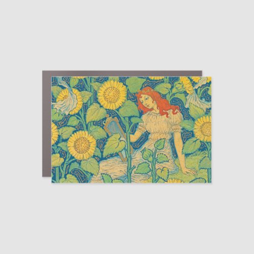 Flower Child Woman in Sunflower Garden Car Magnet