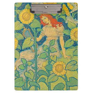 Flower Child Woman in Sunflower Garden Clipboard