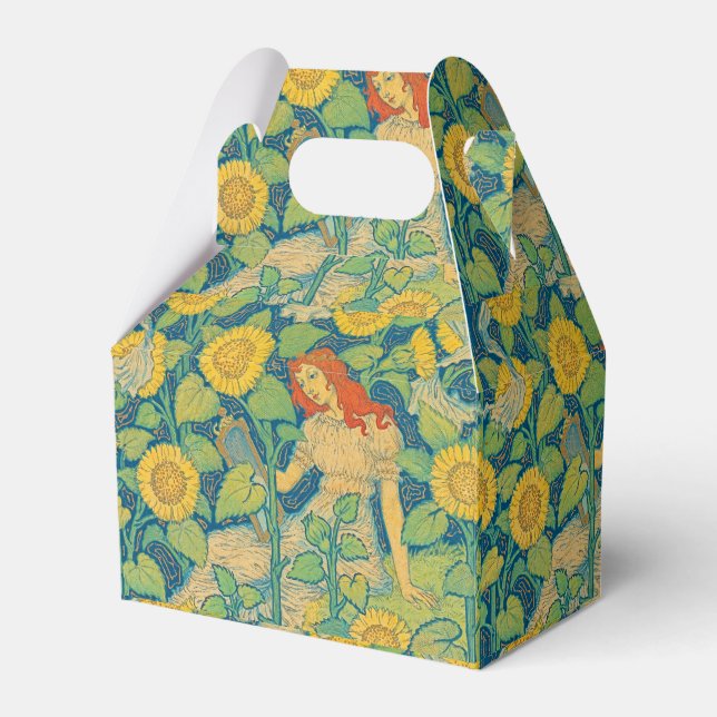 Flower Child Woman in Sunflower Garden Favor Boxes (Front Side)