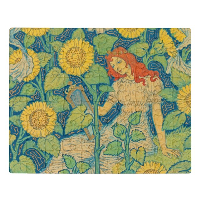 Flower Child Woman in Sunflower Garden Jigsaw Puzzle (Puzzle Horizontal)