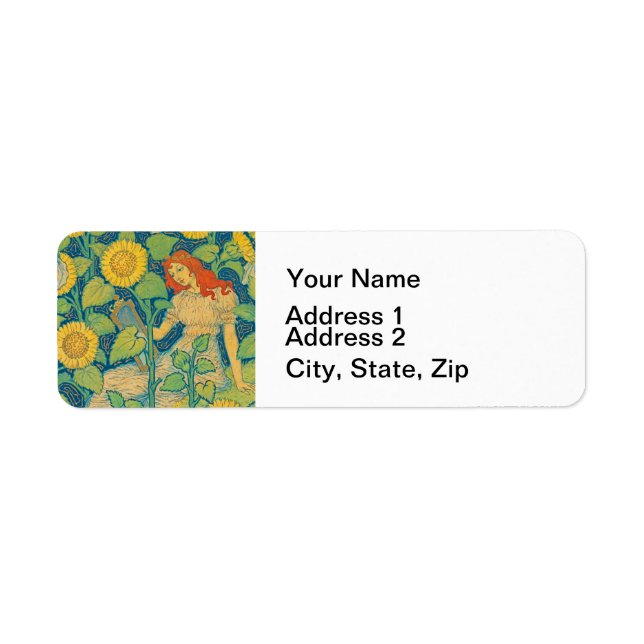 Flower Child Woman in Sunflower Garden Label (Front)