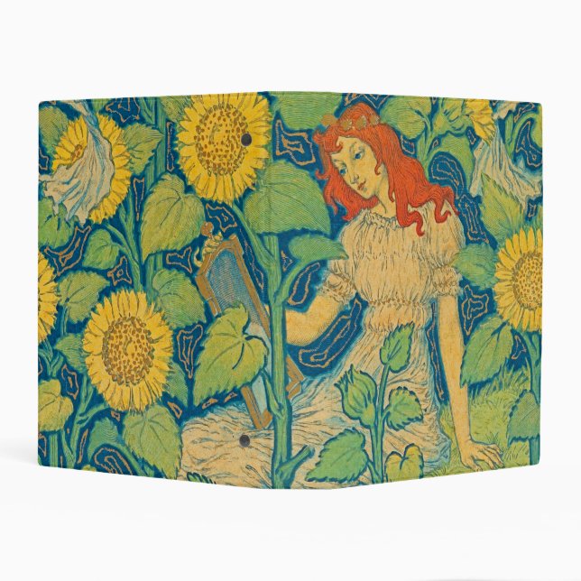 Flower Child Woman in Sunflower Garden Mini Binder (Background)