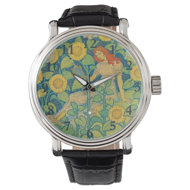 Flower Child Woman in Sunflower Garden Watch (Front)