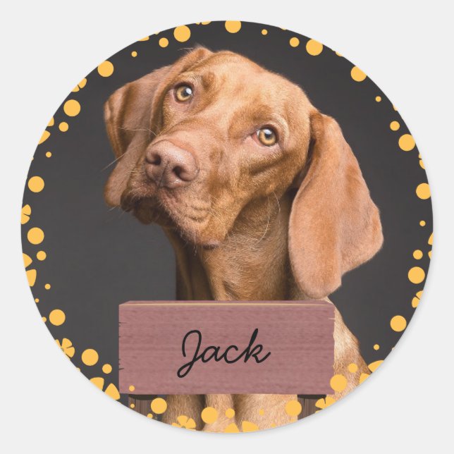 flower christmas holiday Custom Dog Photo  Classic Round Sticker (Front)