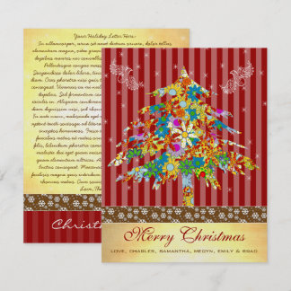 Flower Christmas Tree with Stars Holiday Card