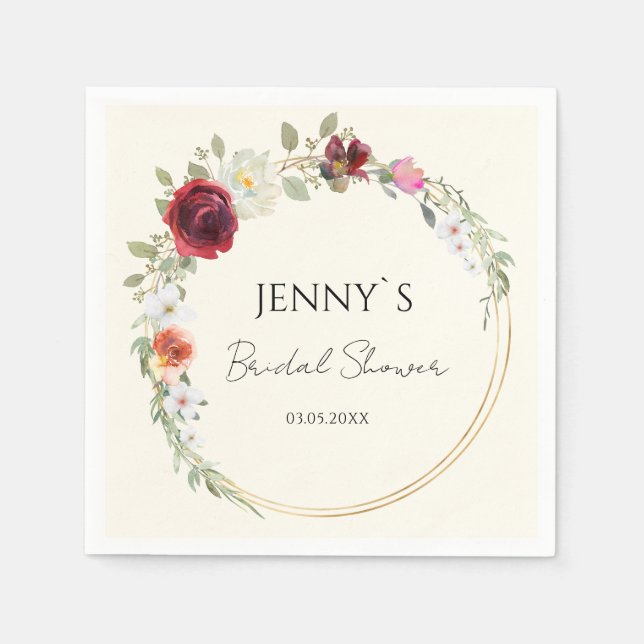 Flower Circle Wedding Bridal Shower Napkins (Front)