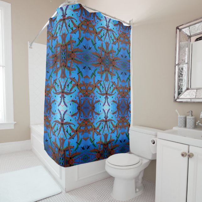 Flower Circus Pattern Shower Curtain (In Situ)