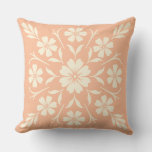 Flower Clock Medallion  Coral Throw Pillow