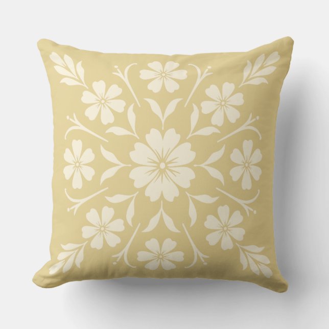 Flower Clock Medallion Gold Outdoor Pillow (Front)