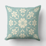 Flower Clock Medallion Sage Throw Pillow